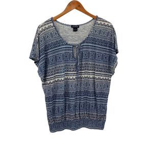 Lucky Brand blue boho print blouse